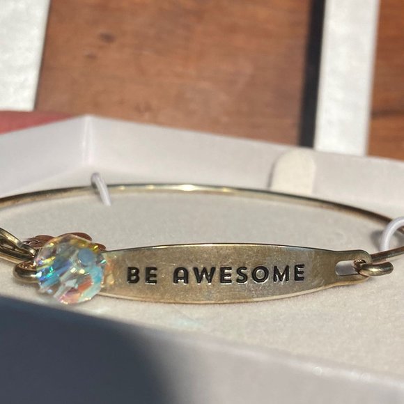 CHAMILIA STERLING SILVER ID BRACELET "BE AWESOME" WITH SWAROVSKI CRYSTAL NWT - Picture 3 of 9